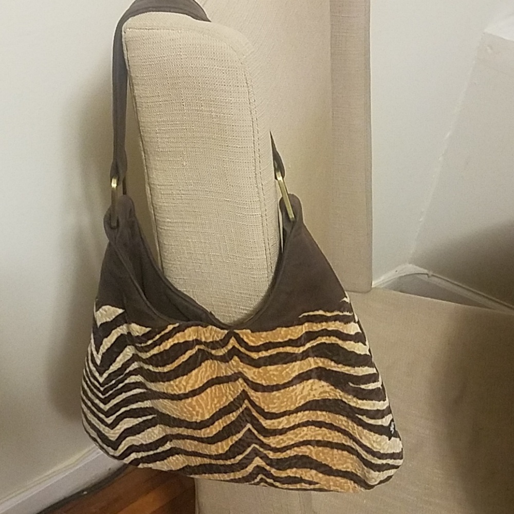 Faux Suede Print Purse
